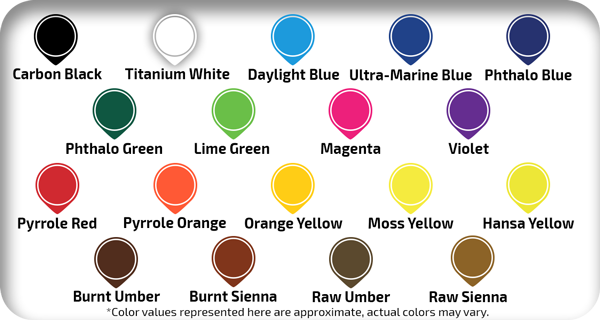 Variety of Standard Colors